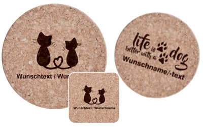 Korkuntersetzer (6er Set, rund/eckig)